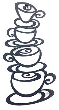 BWA New Contemporary Metal Wall Art Picture Or Sculpture – Coffee Tea Cup Tower