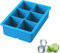 iNeibo Silicone Large Ice Cube Tray Silicone Ice Mold - Make 6 Pieces 2 Inch Ice Cube for Whiskey Drinking, A Must-Have for Cooling Bar Drinks Make Fun Ice Food (Blue, 1 Pack)