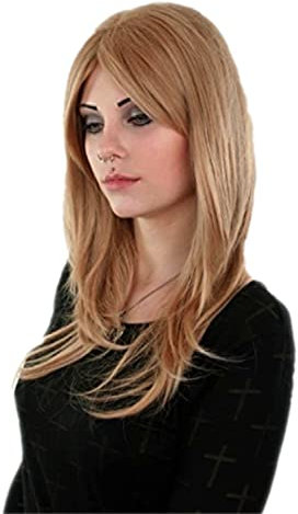 Prettyland - C1703 60cm Peluca rubia lisa despeinada en capas a larga melena