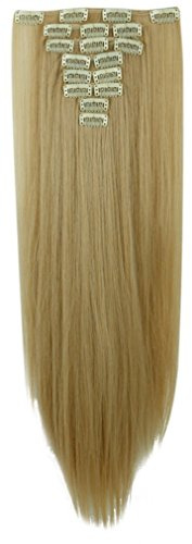 S-noilite Clip In Extensions Haarverlängerung Glatt 8 Teiliges SET 18 Clips 8Pcs Voller Kopf Wie Echthaar 58cm Dunkelblonde Mix Bleichblond