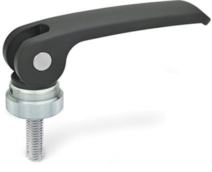 Ganter Normelemente | Exzenterspanner mit Schraube - 927-63-M5-25-A-B | Grifflänge l1: 63mm | Gewinde d2: M5 | Hebel Zink-Druckguss, schwarz | 1 Stück