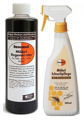 Renuwell Möbel-Regenerator (500 ml) & Möbel Schnellpflege (500 ml) - Intensives Pflege-Duo für die Reinigung, Auffrischung und den Schutz von Holzoberflächen aller Art