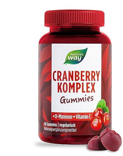 Cranberry Komplex Gummibärchen mit Vitamin C + D-Mannose - lecker & gesunde vegetarische Vitamin Gummies aus Cranberry-Pulver - Immunsystem stärken vegetarisch - 60 Stk