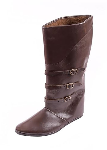 Ulfberth - Mittelalterliche Schnallenstiefel - Dunkelbraun aus Leder - Mittelalter Stiefel - LARP -Reenactment - Cosplay (Dunkelbraun, EU Schuhgrößensystem, Erwachsene, Numerisch, M, 46)