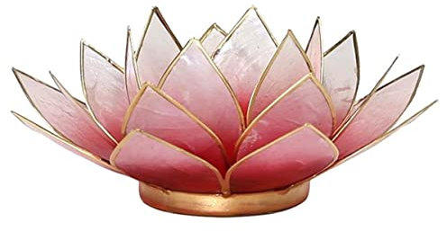 Lotus Teelicht-Kerzenhalter aus Capiz-Muschel Rot