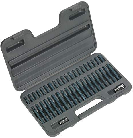 Sealey AK21942 Trx-Star/Spline/Hex Bit Set, 3/8 and 1/2 Square Drive, Grey, 42 Pieces