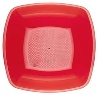 Piatto Fondo quadr.Rosso Trasp.