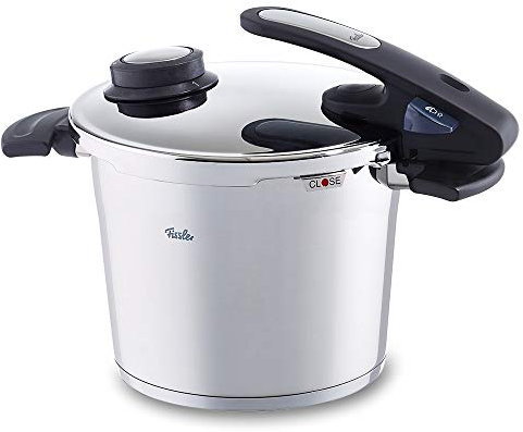 Fissler - Vitavit edition design - Olla a presión (6 litros, 22 cm) de acero inoxidable, 2 niveles de cocción, apta para cocinas de inducción, gas, vitrocerámica y eléctricas