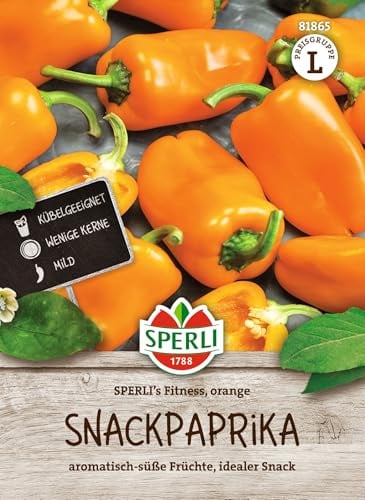 Sperli Snackpaprikasamen SPERLI's Fitness orange, F1 81865 - Saftige, fruchtig-süße Früchte, Paprika Samen ideal für Salate & Grillen, hohe Keimrate, ertragreich, Capsicum Annuum, Samenliebe | Saftige, fruchtig-süße Früchte, Paprika Samen für Salate & Grillen, Capsicum Annuum