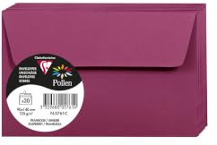 Clairefontaine 5761C - Packung mit 20 Umschläge Pollen selbstklebend, 9x14cm, 120g, ideal für Ihre Einladungen und Korrespondenz, Himbeerrot, 1 Pack