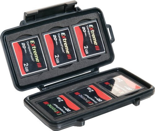 PELI 0945 Widerstandsfähiges Memory Card Speicherkarten Case für Flash Karten, IPX4 Wasserfest, 0,1L Volumen, , Schwarz