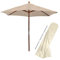 anndora Standard Sonnenschirm Holzschirm Farbe Dark Natur beige champangner 2,1 m = 210 cm rund Schirmhülle