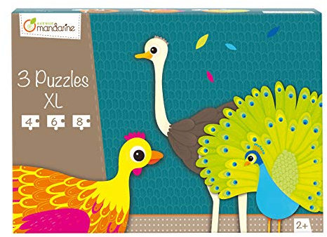 Avenue Mandarine 42701O Puzzles XL, ideal für Kinder ab 2, 3 Puzzles in 1, 1 Stück, Vögel