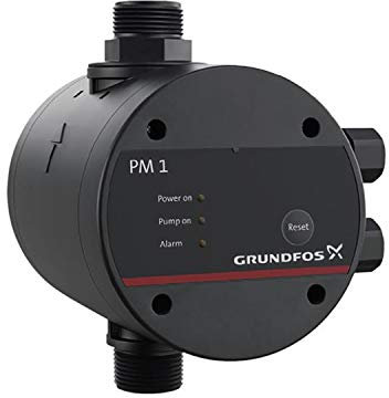 Manager pressione modello PM 1 22 per controllo automatico dell'avvio/arresto della pompa, 1200 W, pressione di collegamento 2,2 bar, 16,5 x 14,3 x 17,1 centimetri (Referenza: Grundfos 96848701)