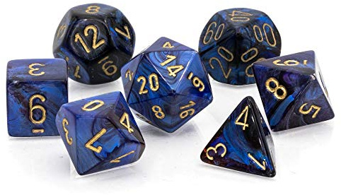 Scarab Royal Blue/gold 7 Die Set Polyhedral