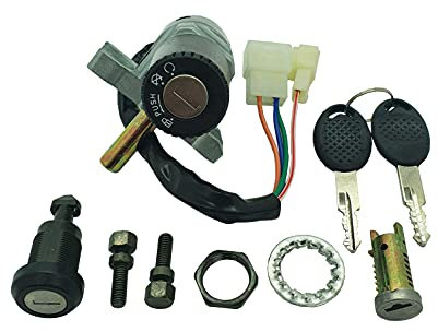 One by camamoto Kit Serrature Completo Blocchetto Chiavi avviamento (cod 208109 Completo Compatibile con Aprilia Scarabeo/Restyling 4 Tempi 50-100cc Anno 2001 al 2010 | RIF. Orig. AP8202329 / 85180R)