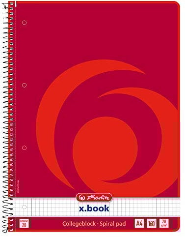 Herlitz Collegeblock x.book A4, Lineatur 28, 320 Seiten, Rand innen und außen, 3 Stück