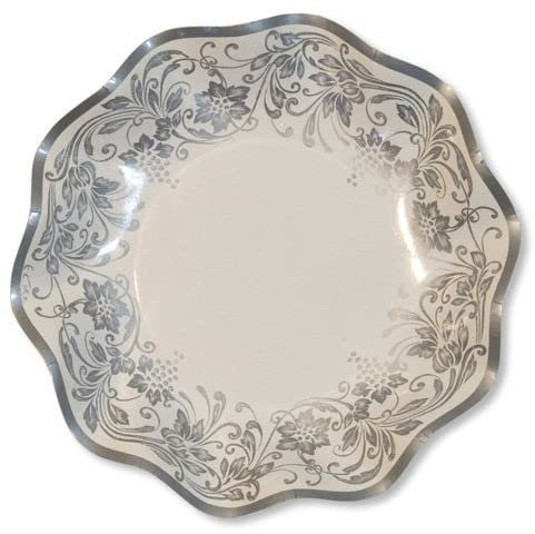 Piatti Fondi di Carta a Petalo Noblesse Argento 18,5 cm 10 Pezzi