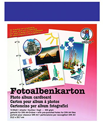Ursus 25000039 - Fotoalbenkarton DIN A4, 4 fach gelocht, 300 g/qm, 10 Blatt, königsblau