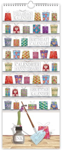 Quire Birthday Calendar - Mahogany Design - Size 140mm x 340mm