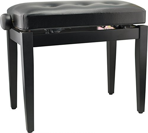 Steinbach Klavierbank in Schwarz matt, mit schwarzem abgestepptem Kunstlederbezug