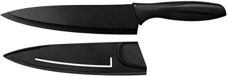 Premier Housewares Chef's Knife Non-Stick Blade with Lid, Black PP, TPR Coated Handle