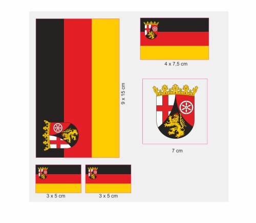U24 Aufkleberbogen Rheinland-Pfalz Aufkleber Set Flagge Fahne