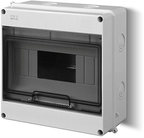 ELEKTROPLAST Kleinverteiler 9 Module 1-reihig IP55 Aufputz inkl. Hutschiene und PE-/N-Klemmen Control LUX-PLUS