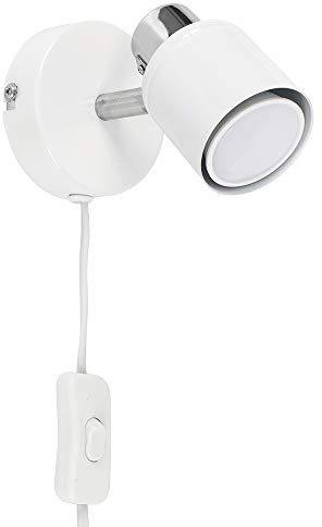 MiniSun | Modern White and Chrome Single Adjustable Wall Spotlight | Wall Spotlights, Home Décor & Improvement Essential | Includes 5W LED Bulb [3000K Warm White]