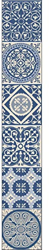 Décoration adhésive pour CARRELAGE Carreaux de Ciment, Polyvinyle, Bleu, 15 x 15 x 0.1 cm