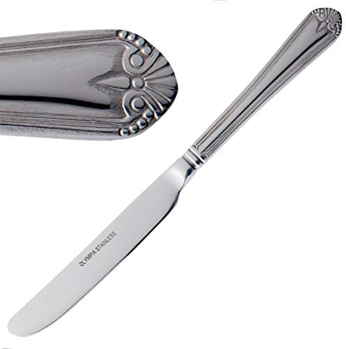 Olympia Jesmond Dessert Knife Stainless Steel, Pack of 12 | Classic parish-style design brings elegant dining to busy tables, built durable for commercial hospitality use.