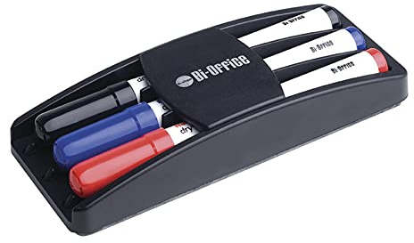 Bi-Office Non Magnetic Eraser with 3 Dry Wipe Markers