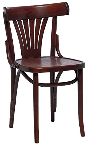 Bolero CF143 Bentwood Bistro Side Chair, Walnut, Pack of 2 | Space-saving stackable design allows easy vertical storage when not in use; lightweight build ensures rapid event setup.