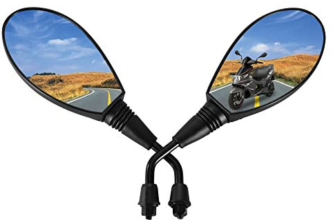 GOOFIT Universal 8mm Motorrad Roller Rückspiegel Uhrzeigersinn Scooter Moped r ATV Quad Spiegel Schwarz Passend Lenkspiegel Ersatz für UTV ATV Go Kart Scooter Dirtbike Pocketbike
