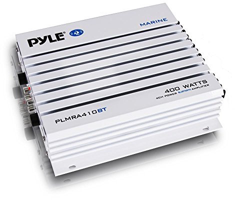 Pyle 2.1 Bluetooth Marine-Verstärker-Empfänger - Wasserdichter 4-Kanal-Audio-Jumperverstärker für Stereolautsprecher mit 400 W Dual-MOSFET-Leistung - PLMRA410BT
