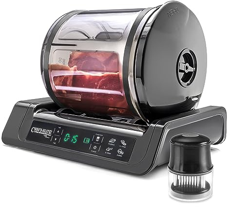 STX International Chef's Elite Vacuum Marinator & Tumbler | Marinate Meat & Vegetables in 15 Minutes | Adjustable Timer | Auto Shut-Off | Meat Tenderizer Included