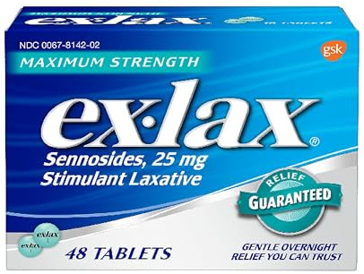 Ex-Lax Maximum Strength Stimulant Laxative Constipation Relief Pills for Occasional Constipation, Gentle Laxatives - 48 Count