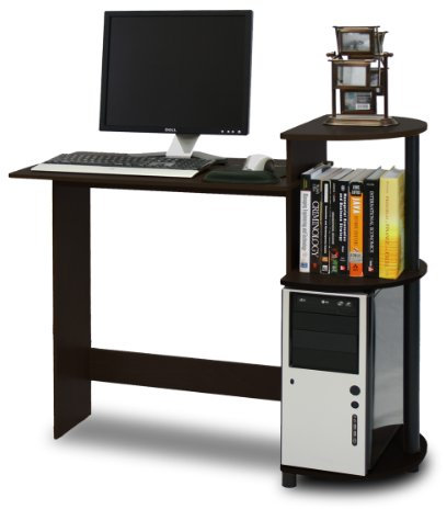 Furinno Compact Scrivania per Computer, Holz, Nero/Marrone (Espresso/Black), Taglia Unica