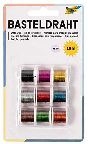folia 79909 - Basteldraht - Set mit 9 Spulen, sortiert in 9 Farben - ideal zur Gestaltung von Schmuck oder zum Verzieren von Bastelarbeiten