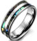 JewelryWe Schmuck 6mm Breite Wolframcarbid Damen-Ring Poliert mit Doppel Abalone Inlay Partnerringe Verlobung Hochzeit Band Größe 47 bis 63