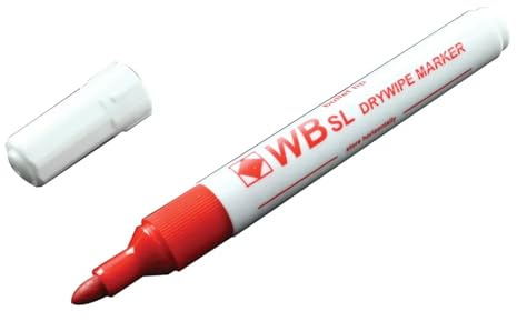 Whiteboard Drywipe Bullet Tip Red Markers x 10 (PC)
