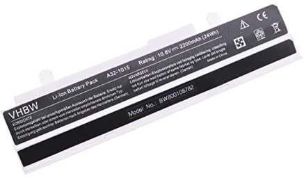 vhbw 1x Akku kompatibel mit Asus Eee PC 1016P, 1016, 1015T, 1015PX, 1016PEB, 1016PE, 1016P D743 Notebook (2200 mAh, 10,8 V, Li-Ion) - weiß