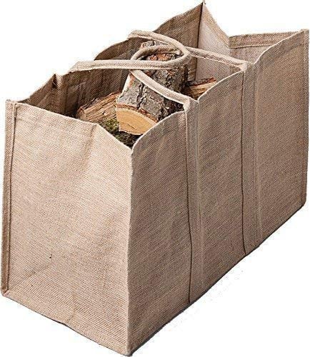 Kaminholz Tasche Jute, Holztragetasche, Rustikale Kaminholztasche 65 cm