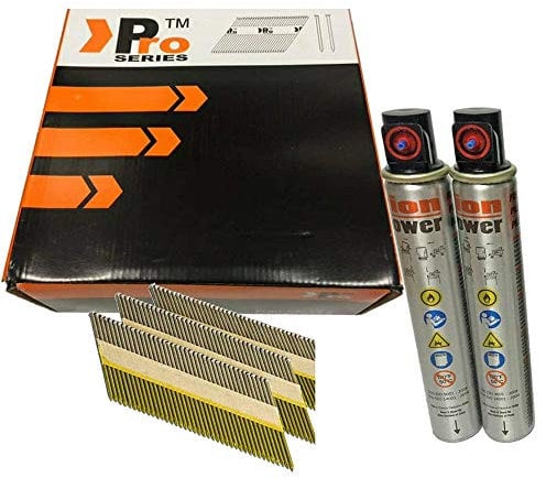 75mm Galv Ring Framing Nails, for Paslode/ Hitachi Nailers, Clipped D-Head,2k nails & 2Fuel Cells