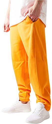 Urban Classics Men's Sweatpants Drawstring Joggers Sport Trousers with Elastic Waist Tracksuit Trousers Elasticated Zipped An, Orange, XS UK