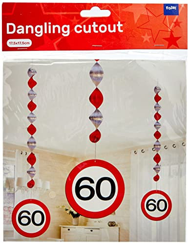 Folat 05135 Décoration à Suspendre Panneau de Signalisation 60 Ans - 3 pièces