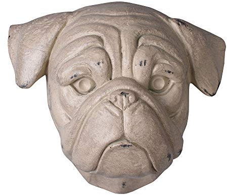 Mops Wandfigur Hundekopf shabby chic Wandkopf Mopskopf Hundefigur Tierkopf Büste CW042 Palazzo Exklusiv