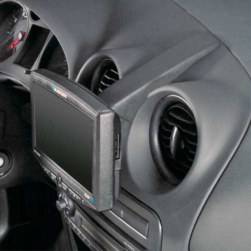 KUDA Handyhalterung passend für Seat Ibiza (6L) ab 04/2002 bis 05/2008 - Telefonkonsole für Smartphones, Handy, Navi und mehr - Kunstlederkonsole, Schwarz, 279075