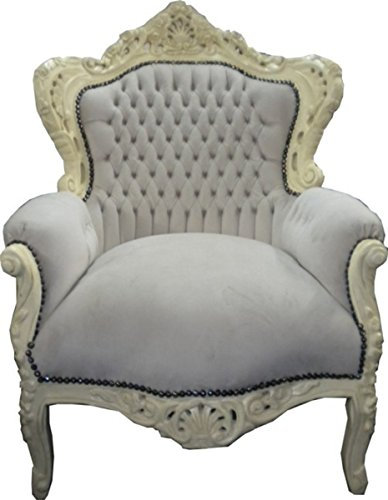 Casa Padrino Barock Sessel 'King' Creme/Creme Samtstoff