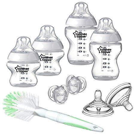 Tommee Tippee Closer to Nature Newborn Baby Bottle Starter Set, Breast-like Teats with Anti-Colic Valve, Clear
